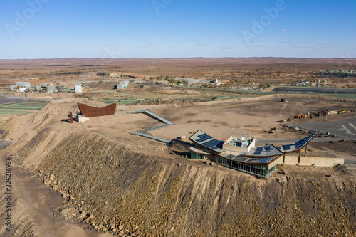 Aerial view of the Miners memorial and visitors centre in Broken Hill, NSW, Australia photo