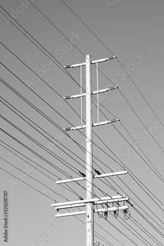 Electricity Power Lines in the City - Black & White - Graphic Lines