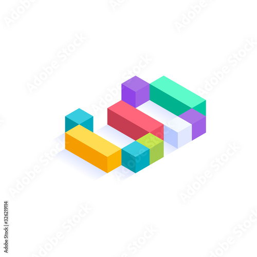 Number 3 Isometric colorful cubes 3d design  three-dimensional letter vector illustration isolated on white background