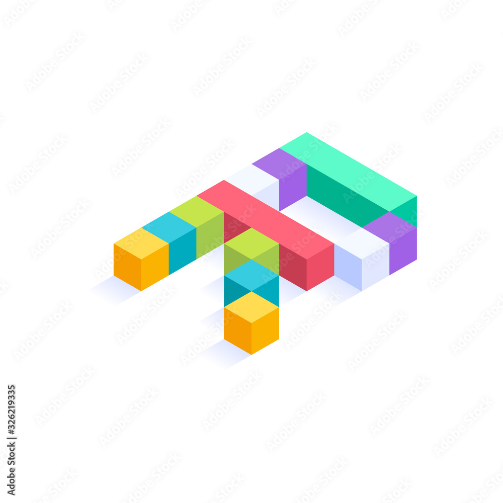 Letter R Isometric colorful cubes 3d design, three-dimensional letter ...