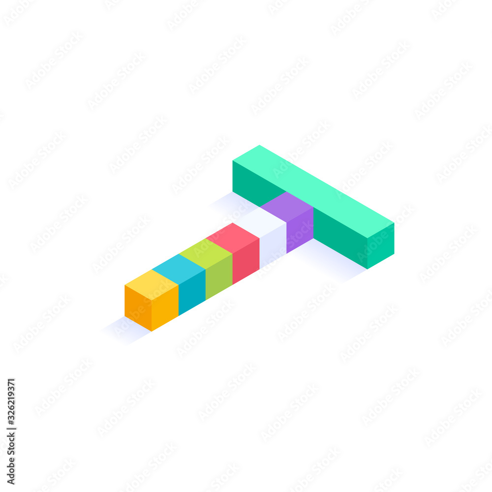 Letter T Isometric colorful cubes 3d design, three-dimensional letter vector illustration isolated on white background Letter T Isometric colorful cubes 3d design, three-dimensional letter vector illustration isolated on white background