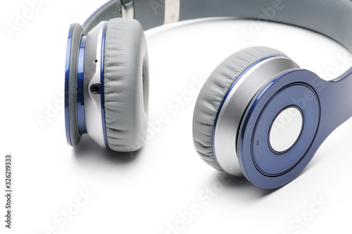Modern headphones for listening to sound and music on a white background