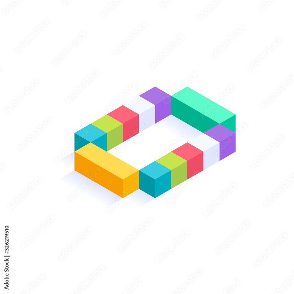 Letter O Isometric colorful cubes 3d design, three-dimensional letter vector illustration isolated on white background Letter O Isometric colorful cubes 3d design, three-dimensional letter vector illustration isolated on white background