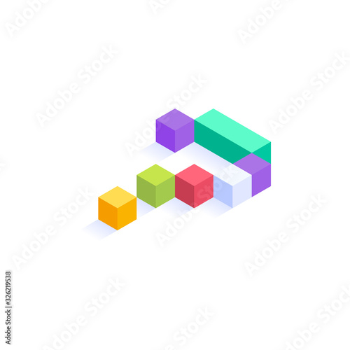 Question mark Isometric colorful cubes 3d design, three-dimensional letter vector illustration isolated on white background