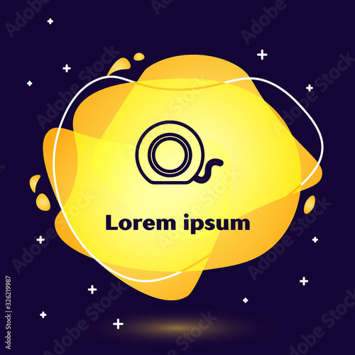 Black line Dental floss icon isolated on blue background. Abstract banner with liquid shapes. Vector Illustration