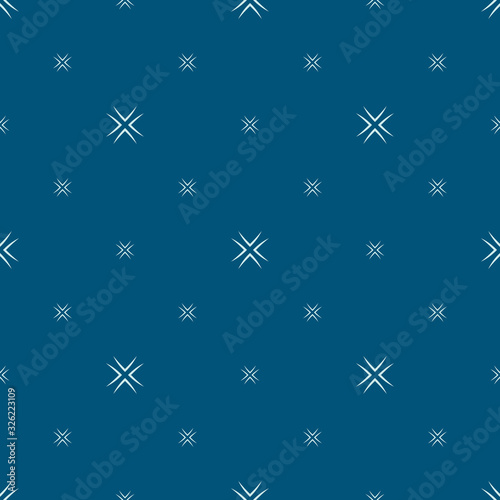 Vector minimalist floral seamless pattern. Simple abstract geometric background with small flowers, Ñrosses, stars. Subtle minimal ornament in blue and mint green color. Elegant texture.