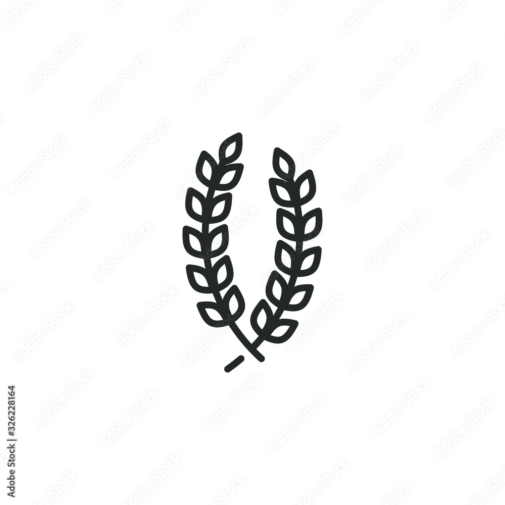ear of wheat icon template color editable. Agriculture wheat symbol vector sign isolated on white background illustration for graphic and web design.