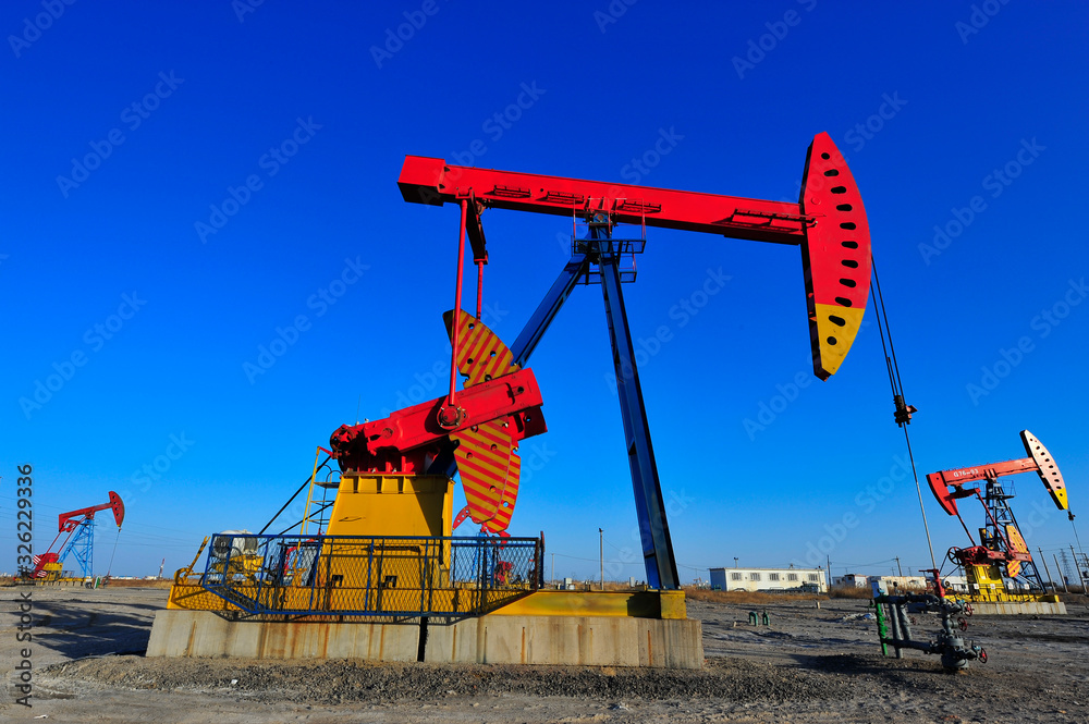 Fototapeta premium Oil pump working in the outdoor scene