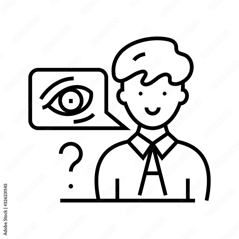 Eyewitness testimony line icon, concept sign, outline vector illustration, linear symbol. Eyewitness testimony line icon, concept sign, outline vector illustration, linear symbol.