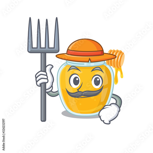 Happy Farmer honey cartoon picture with hat and tools