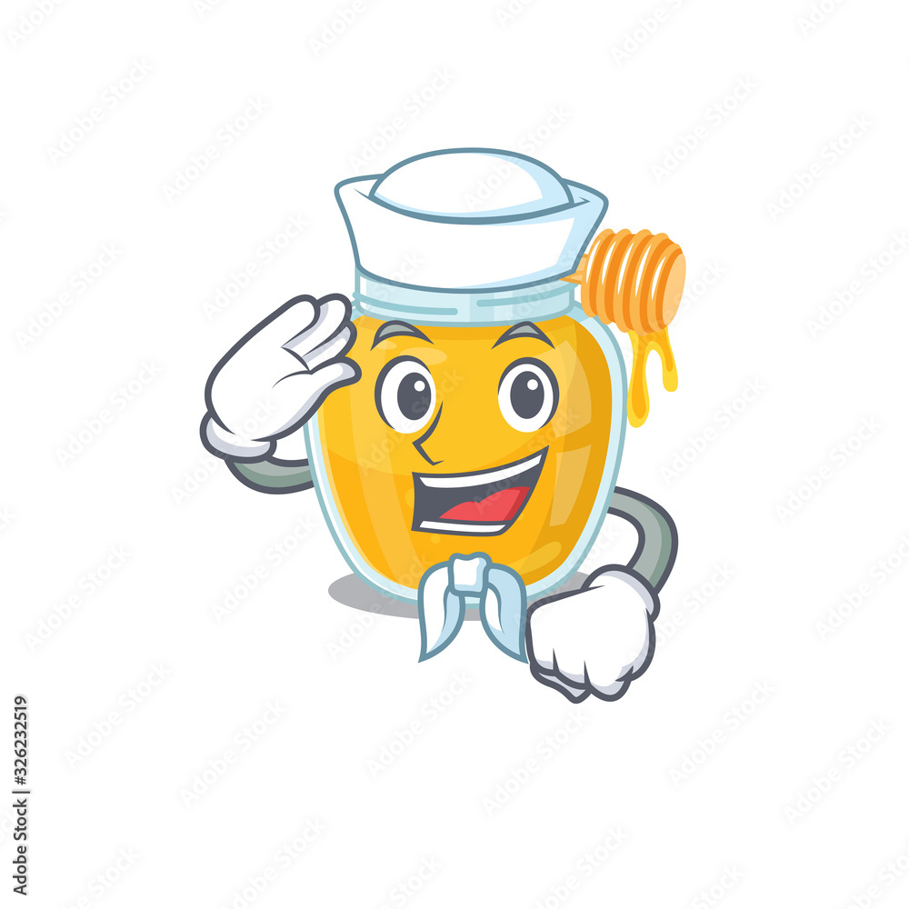 Honey cartoon in concept Sailor wearing hat