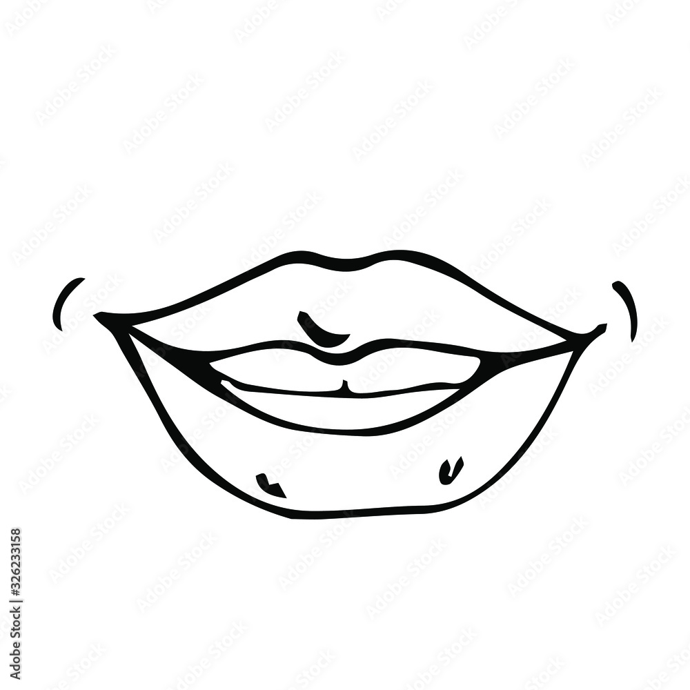 vector hand-drawn outline female lips isolated on a white background. vector hand-drawn outline female lips isolated on a white background.