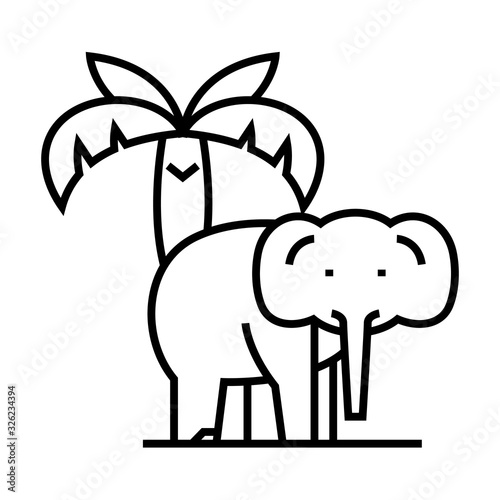 Elephant resort line icon, concept sign, outline vector illustration, linear symbol.