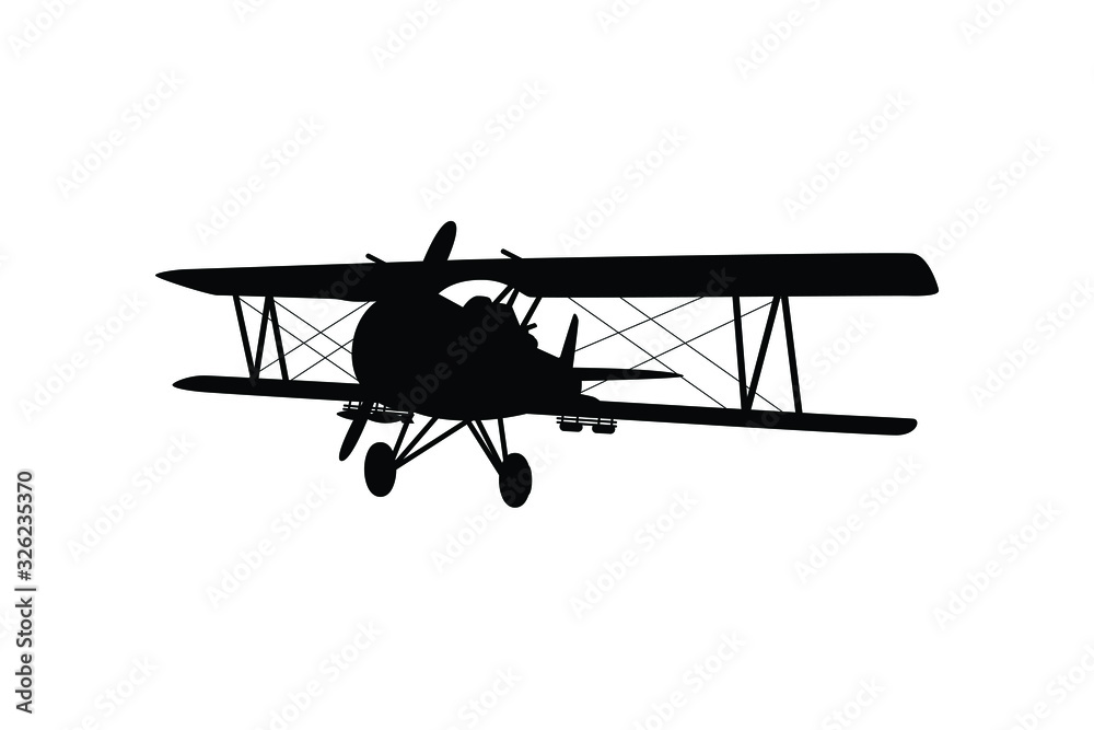 Fototapeta premium Vintage military air plane silhouette vector