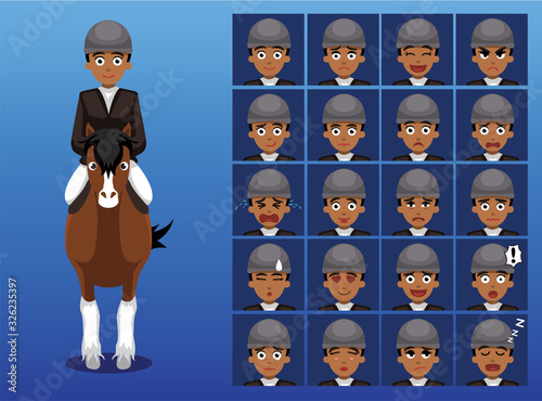 Para-Athlete Equestrian Cartoon Character Vector Illustration-01