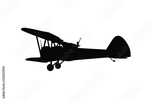 Vintage military air plane silhouette vector