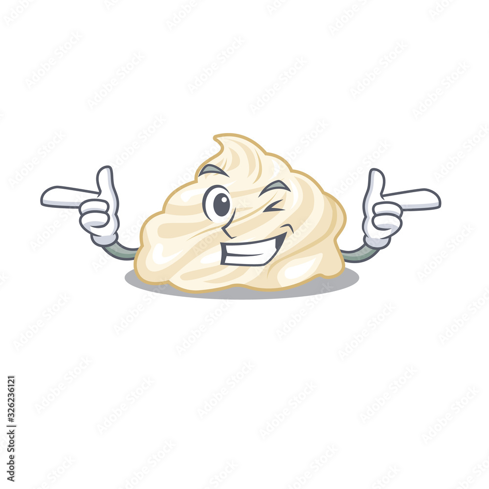 Cute mascot cartoon design of whipped cream with Wink eye Cute mascot cartoon design of whipped cream with Wink eye