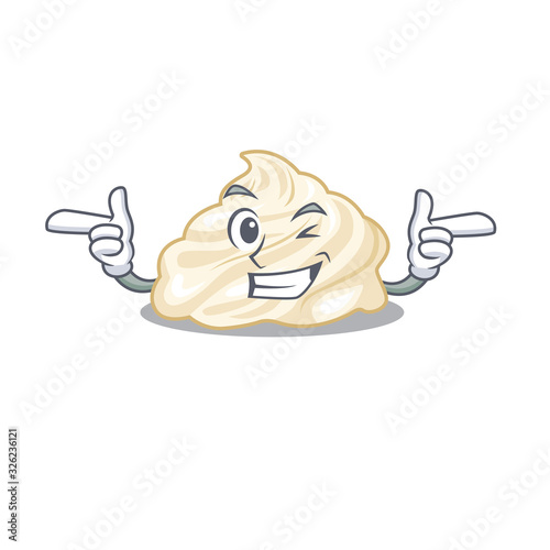 Cute mascot cartoon design of whipped cream with Wink eye