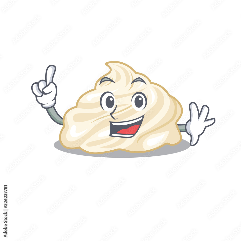 mascot cartoon concept whipped cream in One Finger gesture mascot cartoon concept whipped cream in One Finger gesture