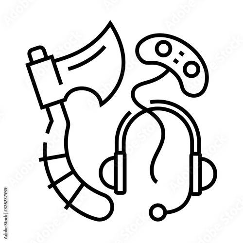 Gaming line icon, concept sign, outline vector illustration, linear symbol.
