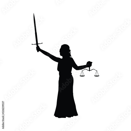Themis lady justice silhouette vector