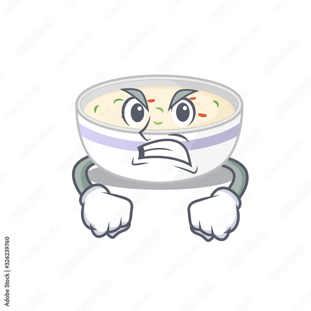 Steamed egg cartoon character style having angry face