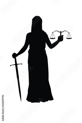 Themis lady justice silhouette vector