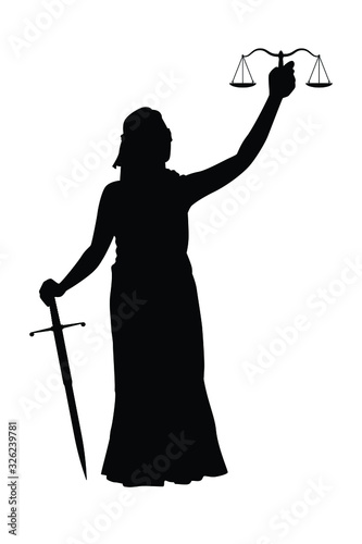 Themis lady justice silhouette vector