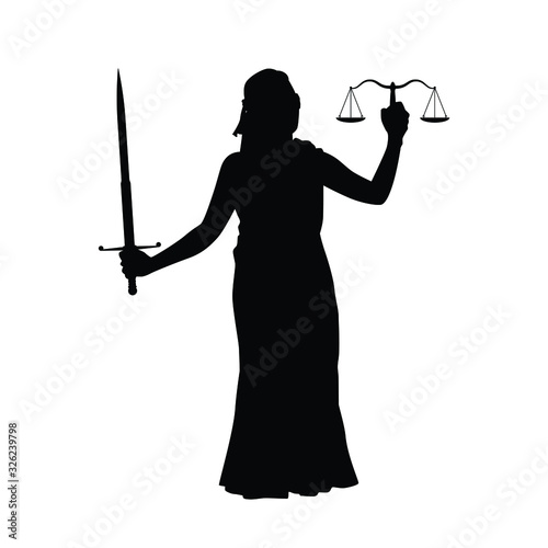 Themis lady justice silhouette vector