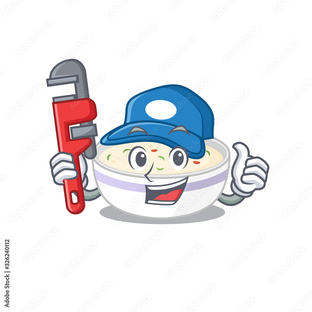 A cute picture of steamed egg working as a Plumber