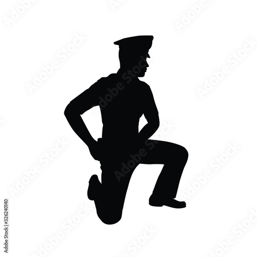 Police man silhouette vector, people