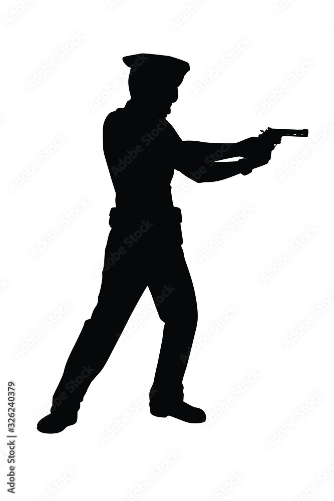 Police man silhouette vector, people