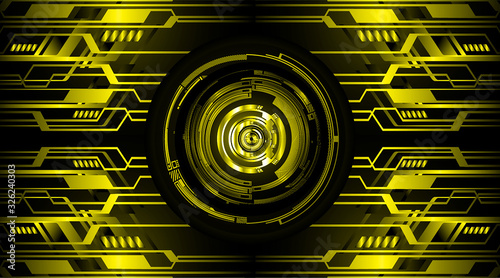 yellow eye cyber circuit future technology concept background