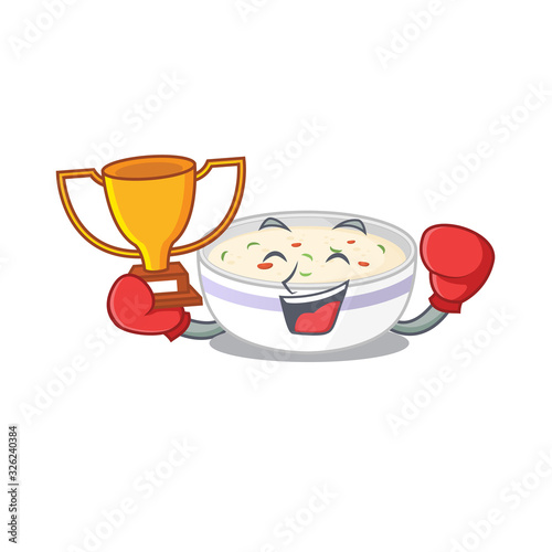 fantastic Boxing winner of steamed egg in mascot cartoon design