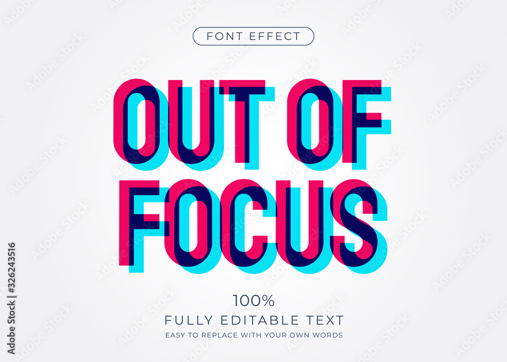 Out of focus text effect. Editable font style