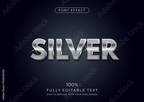 Silver text effect. Editable font style photo