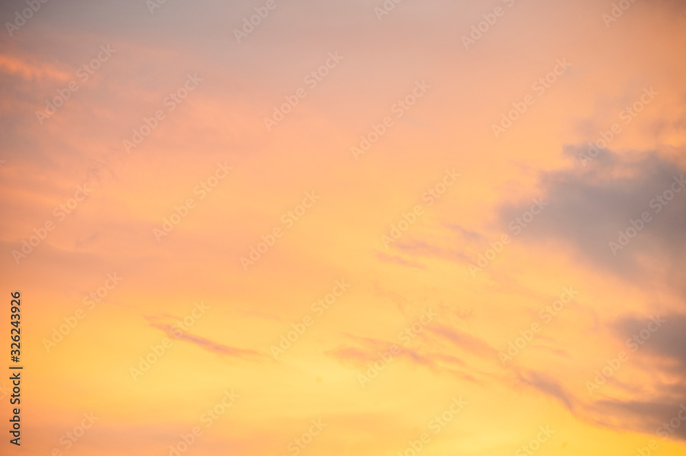 Colors of sky and clouds, blue, pink, purple, orange