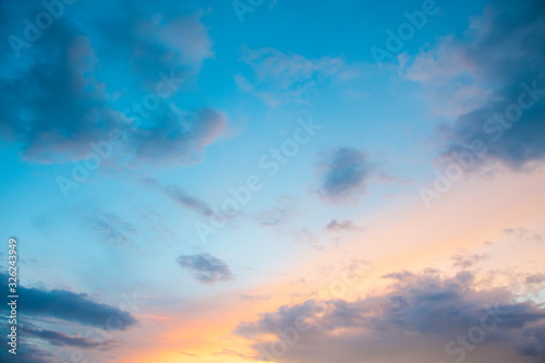 Colors of sky and clouds, blue, pink, purple, orange © MiekoPhoto