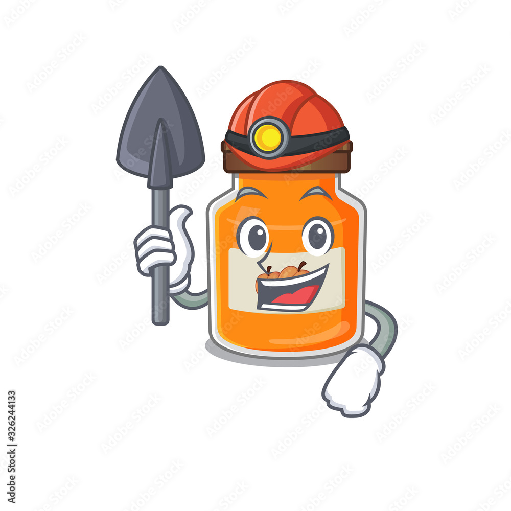 Cool clever Miner peach jam cartoon character design Cool clever Miner peach jam cartoon character design