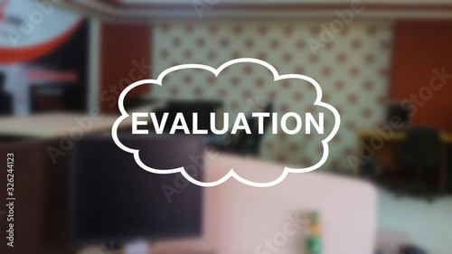 Evaluation word with blurring business background
