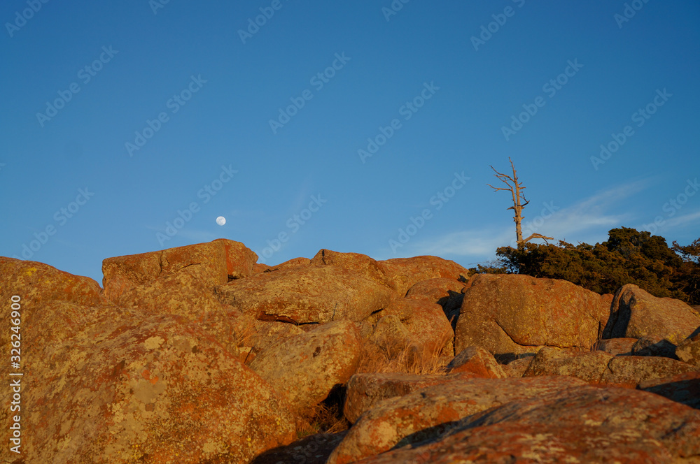 rocks and moon