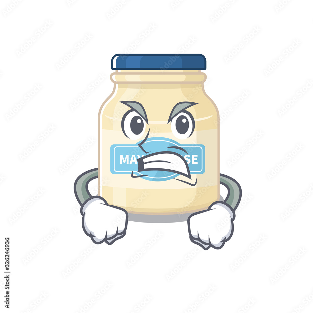 Mayonnaise cartoon character style having angry face