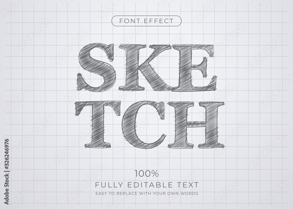 Pencil sketch text effect. Editable font style