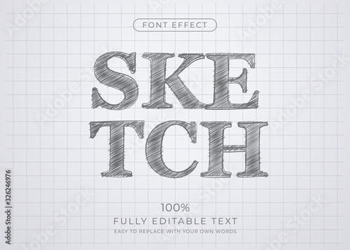 Pencil sketch text effect. Editable font style