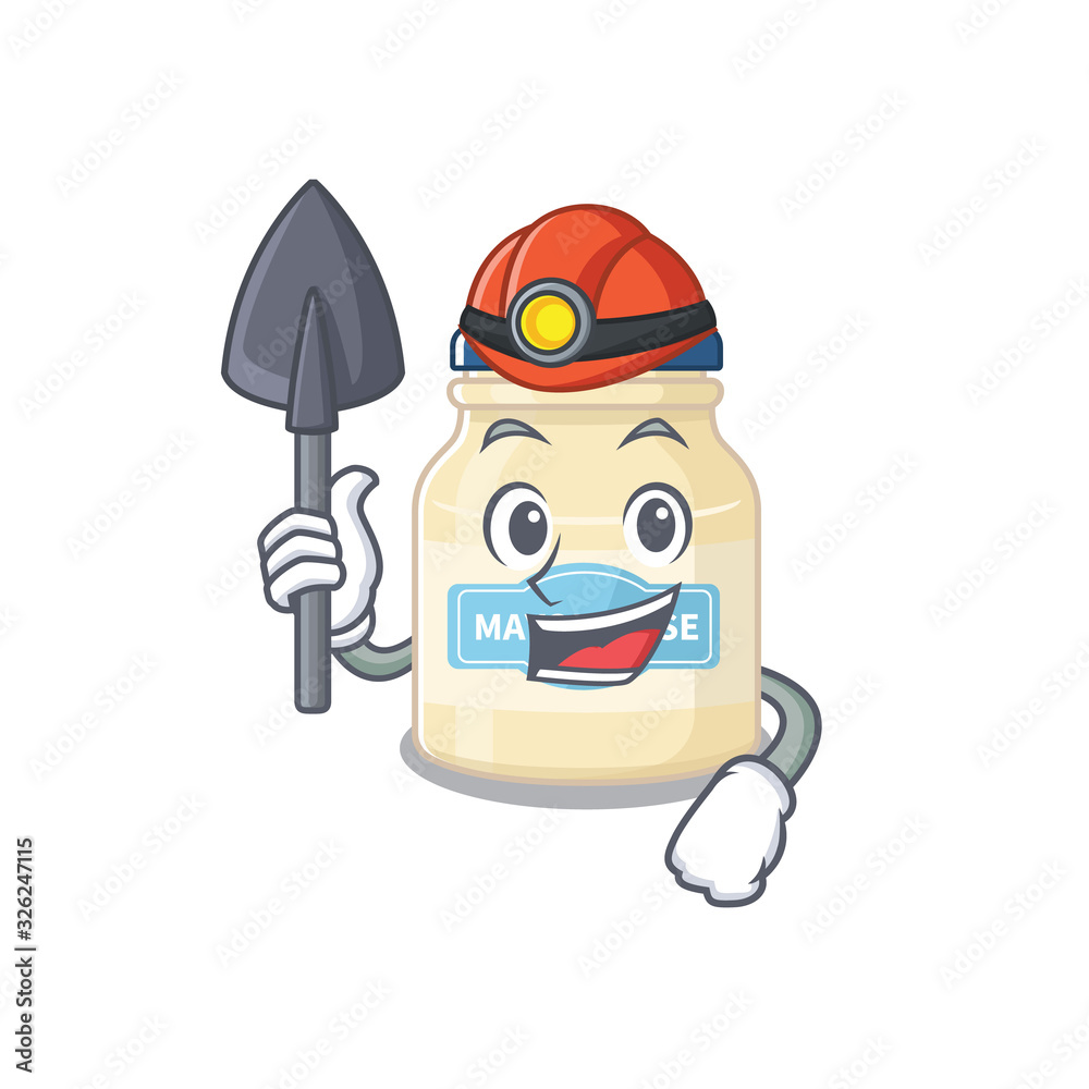 Cool clever Miner mayonnaise cartoon character design Cool clever Miner mayonnaise cartoon character design