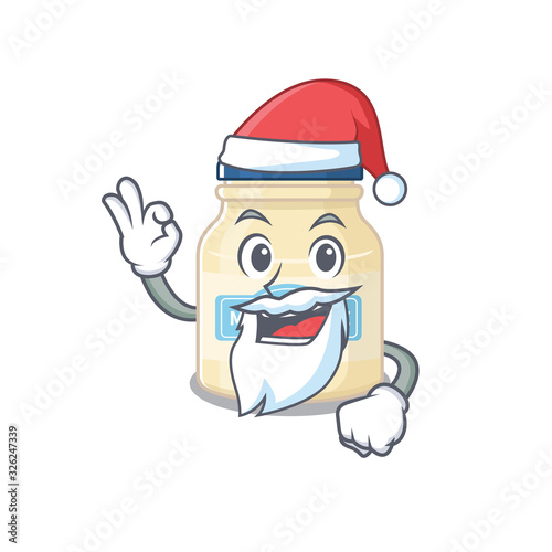 Mayonnaise in Santa cartoon character style with ok finger © kongvector