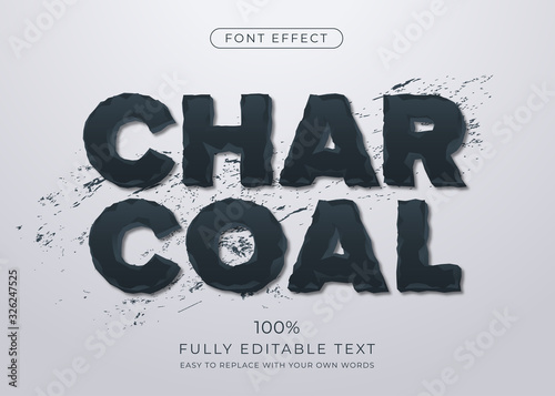 Eroded 3d charcoal text effect. Editable font style