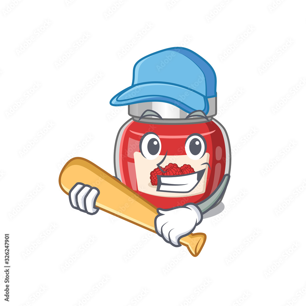 Smiley Funny raspberry jam a mascot design with baseball Smiley Funny raspberry jam a mascot design with baseball