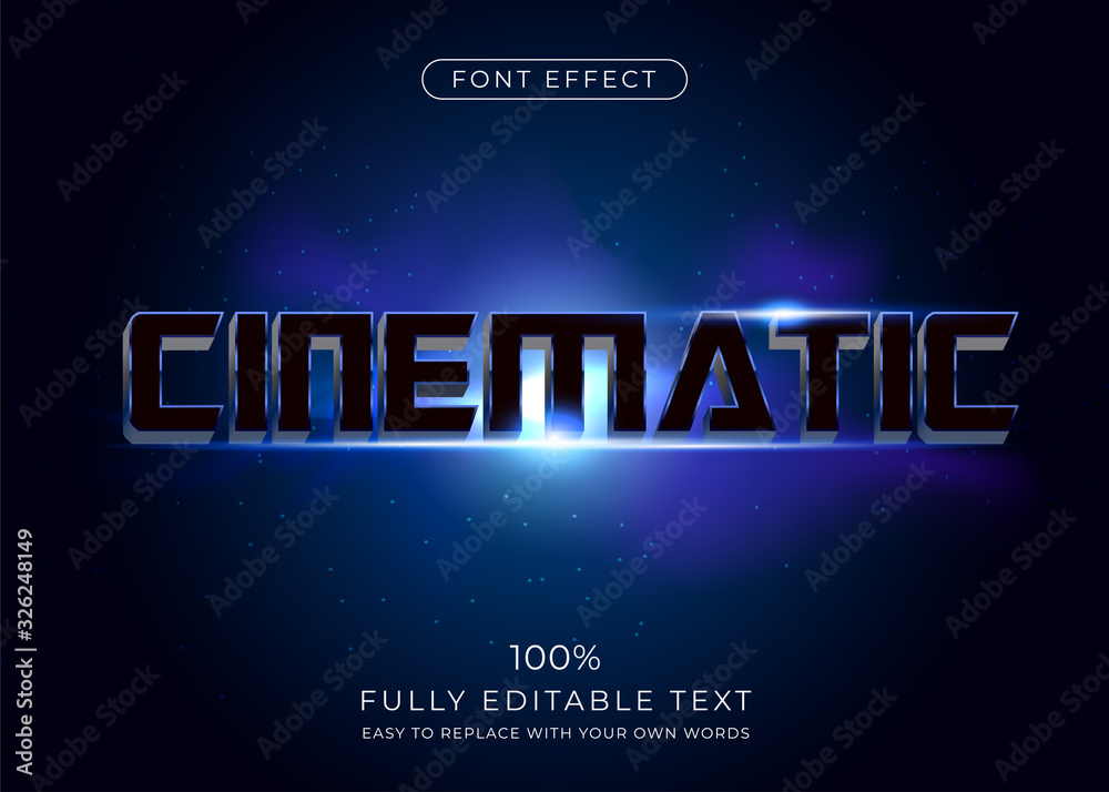 Cinematic text effect. Editable font style