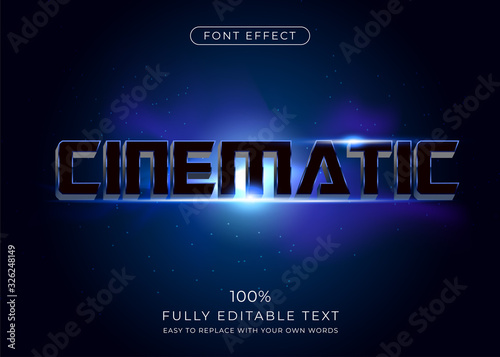Cinematic text effect. Editable font style